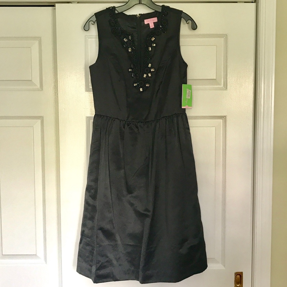 Lilly Pulitzer Black Embellished Dress (Pockets!)